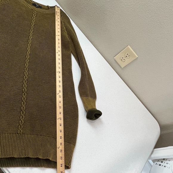 Very J Tunic Sweater Dress Size Small Olive Cable Knit‎ Crewneck Pullover Cotton - Picture 10 of 11